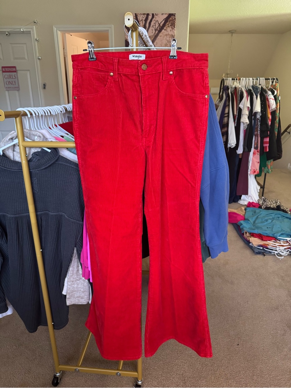 Wrangler Red Corduroy Flare Pants